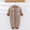 thumbnail image 2 of FAIWAD Unisex Baby Striped Cotton Romper Long Sleeve Round Neck Button Down Ribbed Jumpsuits, 2 of 4