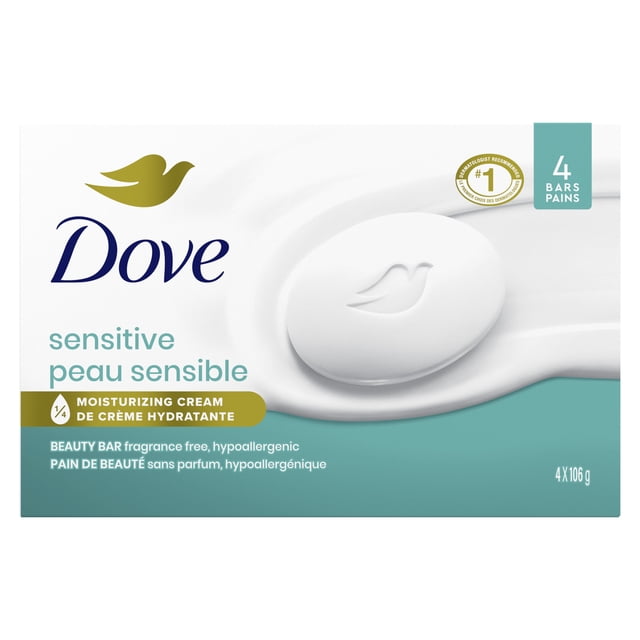 Dove Beauty Bar 1/4 Moisturizing Cream Sensitive Skin, 106 g (4 bars)