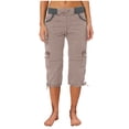 thumbnail image 3 of Cameland Pantalon Cargo de Randonnée pour Femmes en Coton, Taille Élastique, Pantacourt d'Extérieur à Bas Resserré, Pantalon de Sport avec Poches, 3 of 3