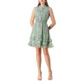 thumbnail image 2 of INSPIRE CHIC Robes en Mousseline pour Femmes CHIC à Smocks Robe Mini Trapèze Sans Manches à Fleurs S Vert, 2 of 7
