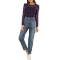 thumbnail image 2 of INSPIRE CHIC Hauts pour Femmes Manches Longues Bouffantes Semi-Transparents Blouses en Dentelle Florale TP Violet, 2 of 7