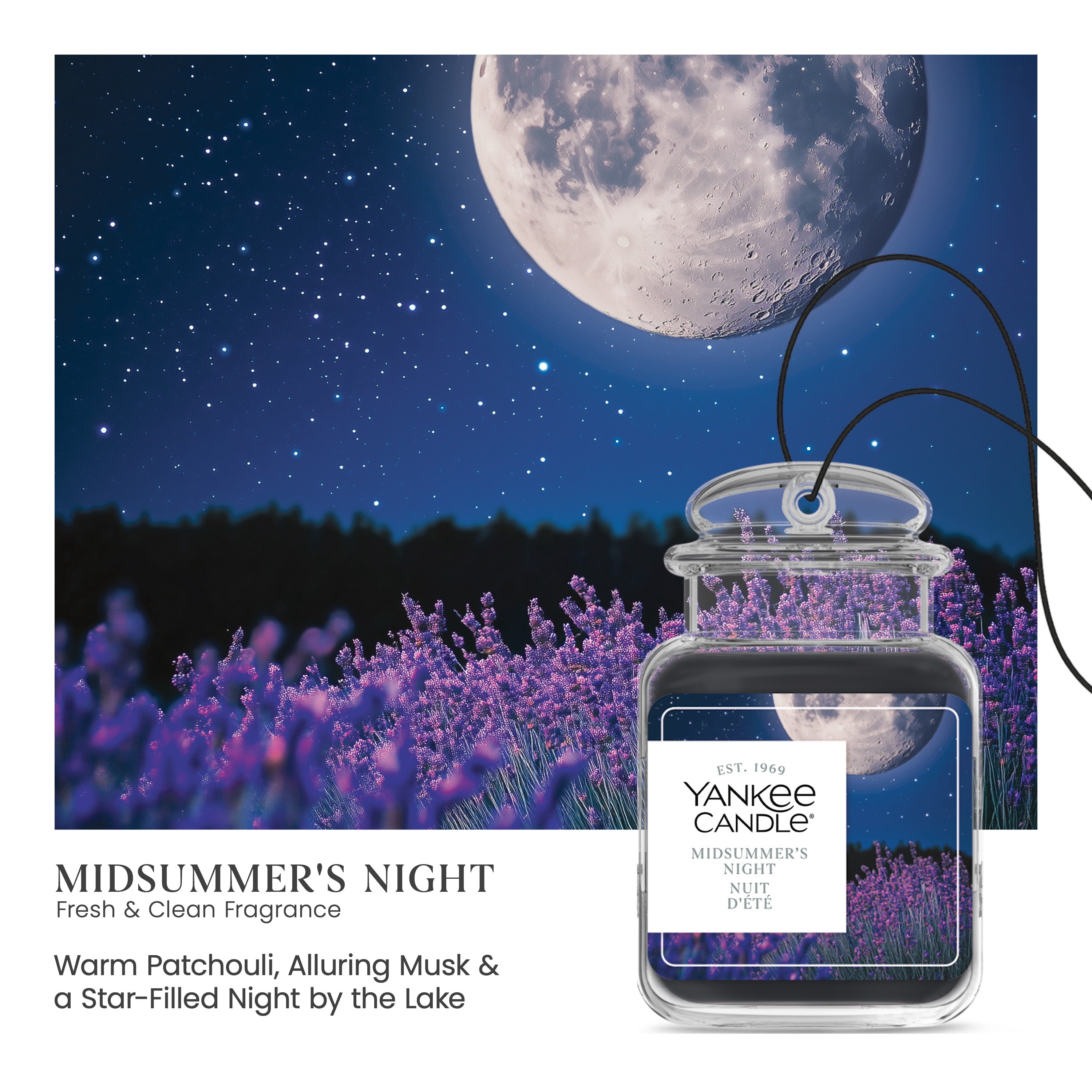 Yankee Candle Car Jar Ultimate Air Freshener, MidSummer's Night - Neutralizes Odours Up To 30 Days