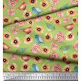 thumbnail image 3 of Soimoi Rayon Fabric Bird & Anemone Floral Print Fabric by Yard 42 Inch Wide, 3 of 3