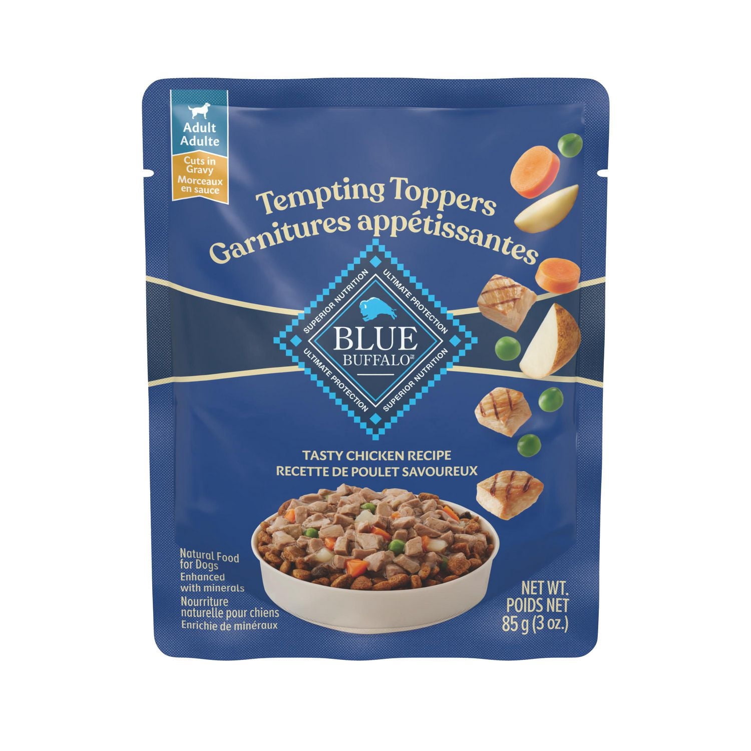 Blue Buffalo Tempting Toppers Natural Wet Dog Food Topper, Chicken Dinner 85g