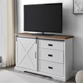 thumbnail image 2 of Farmhouse 56" Sliding X Barn Door Sideboard in Rustic Oak/Brushed White, 2 of 8