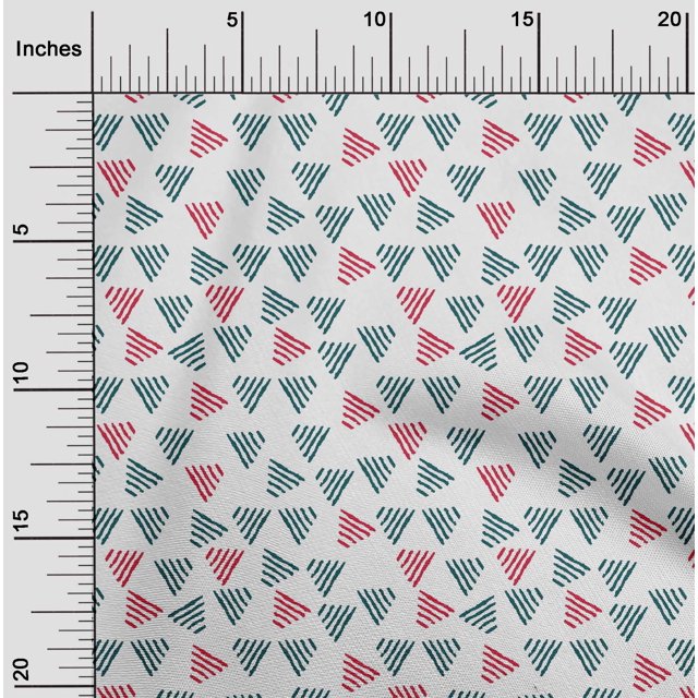 oneOone Cotton Poplin Fabric Triangle Block Printed Craft Fabric BTY 42 Inch Wide