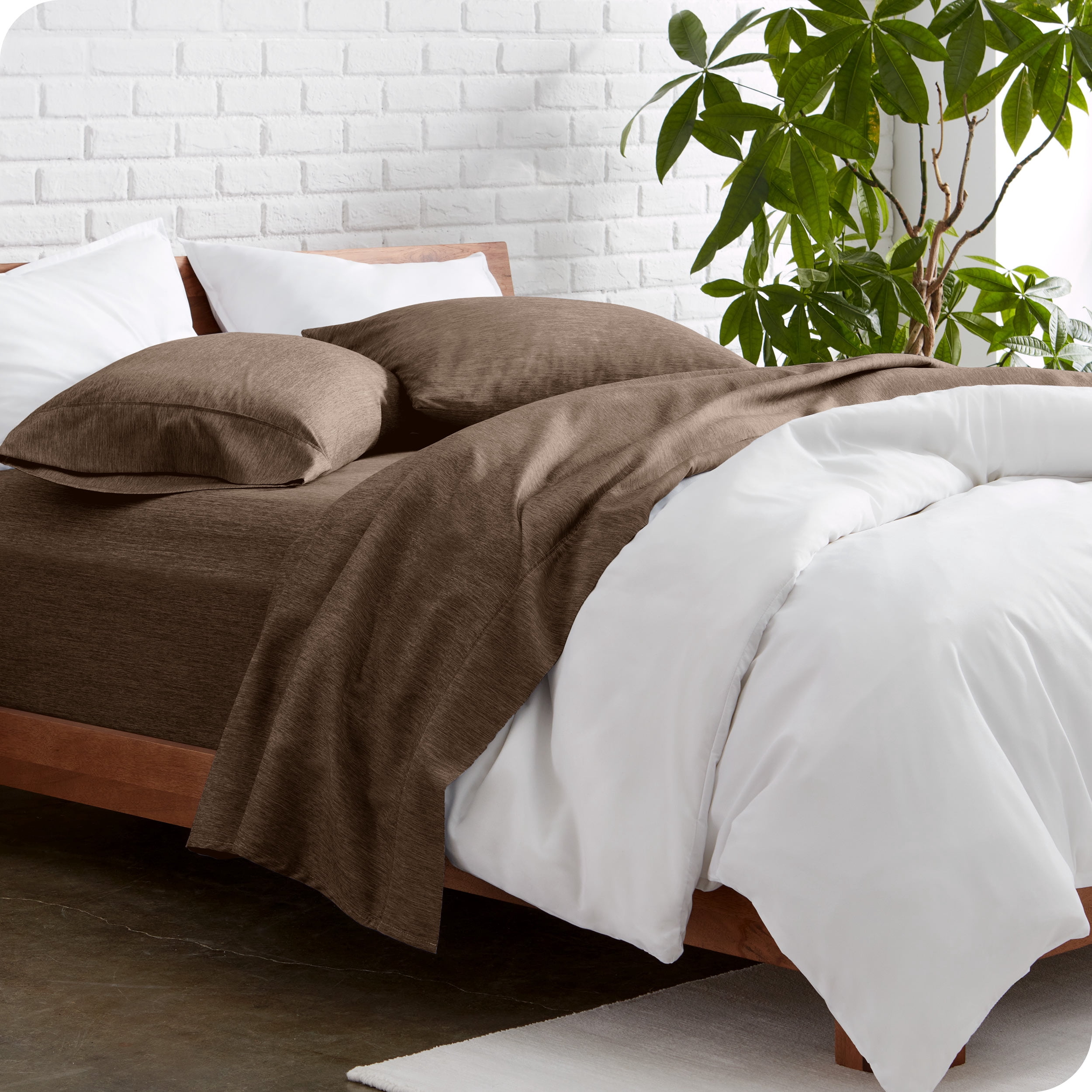 Bare Home Premium 1800 Collection 3-Piece Bed Sheet Set, Twin-XL, Heathered Taupe