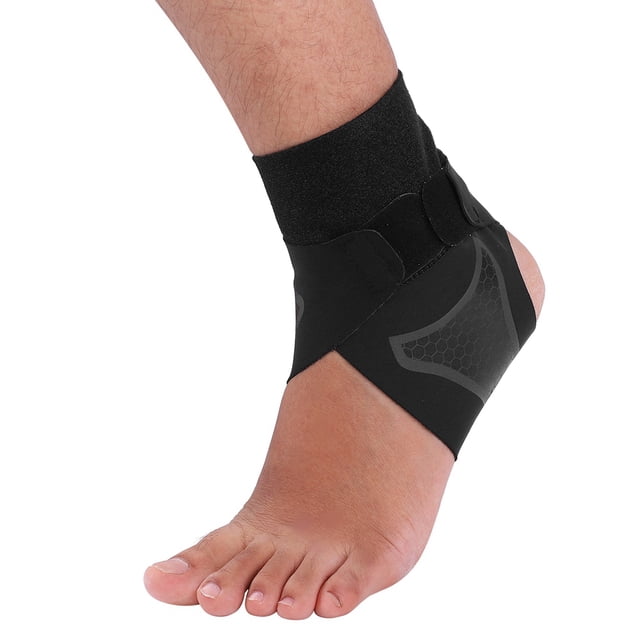 FAGINEY Ankle Support Brace Breathable Stabilizer Strap for Sports Fitness Riding, Foot Support, Ankle Wrap. Black neoprene ankle brace with honeycomb design and adjustable T-shaped straps for firm protection and support. Open heel design allows a wide range of motion while stabilizing ankle tendons and joints. Suitable for chronic and acute ankle injury recovery.