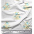 thumbnail image 1 of Soimoi Polyester Crepe Fabric Leaves & Floral Block Printed Fabric 1 Yard 52 Inch Wide, 1 of 3