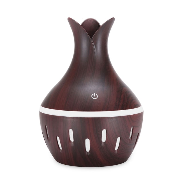 Agiferg 300ml LED Essential Oil Diffuser Humidifier Aromatherapy Wood Grain Vase Aroma