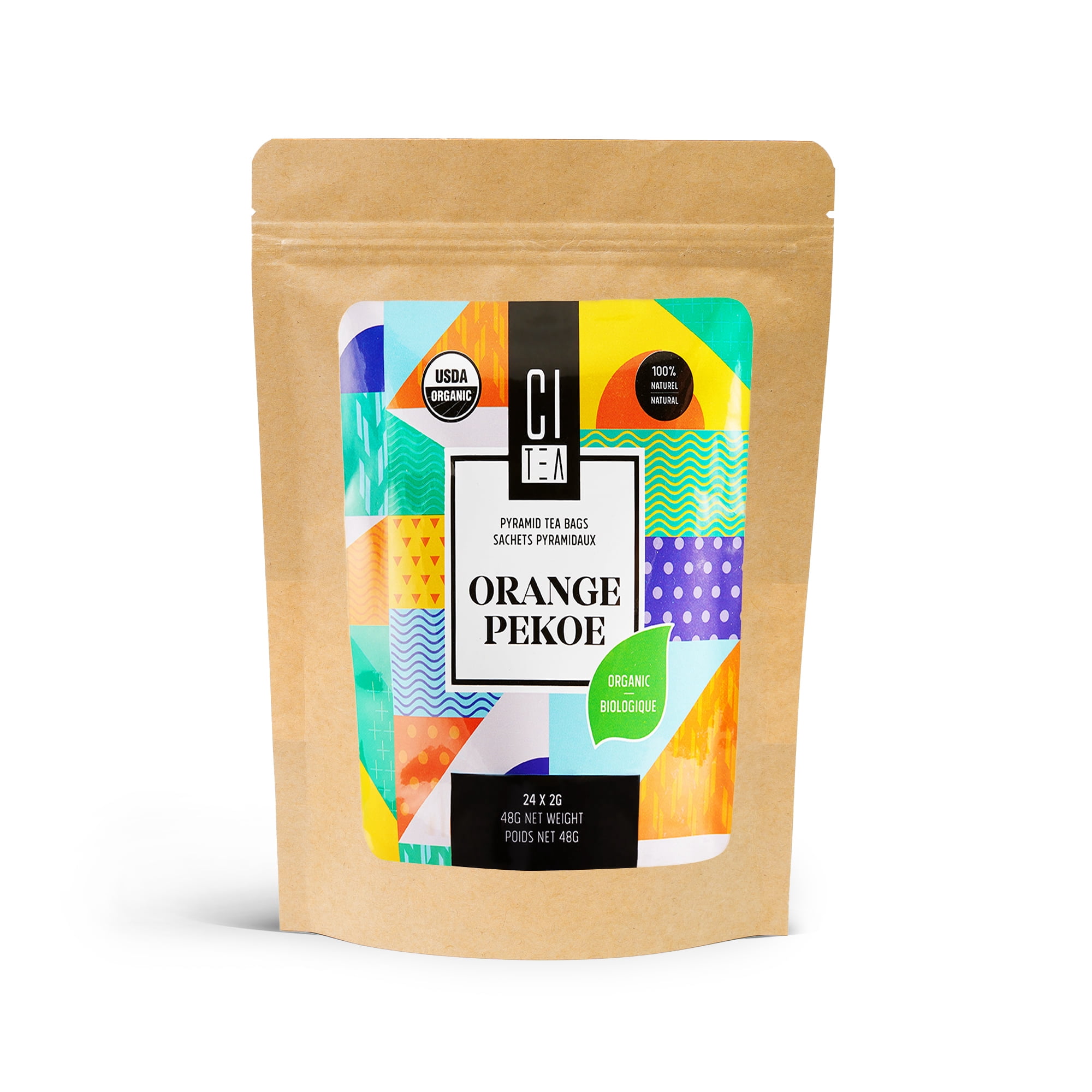 Pure Organic Orange Pekoe Black Ceylon Tea in Pyramid Tea Bags - 24 pyramid Tea Bags x 2g - Citea