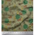 thumbnail image 1 of Soimoi Poly Georgette Fabric Bag,Direction Compass & Shoes Travel Print Fabric by The Yard 42 Inch Wide, 1 of 3