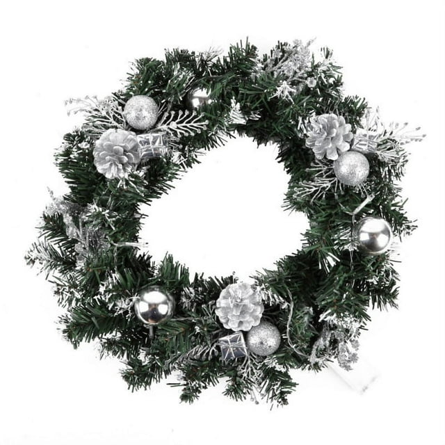 Christmas Wreath With Battery Powered LED Light String Front Door Hanging Garland Holiday Home Decorations