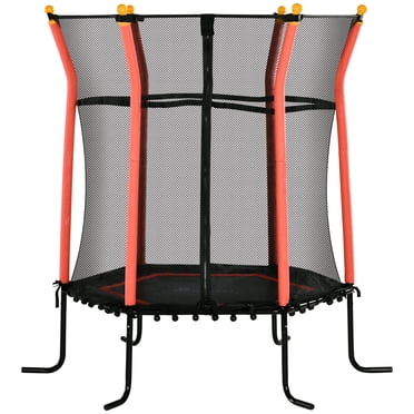 Soozier 63" Kids Trampoline with Enclosure Net for Indoor, Red