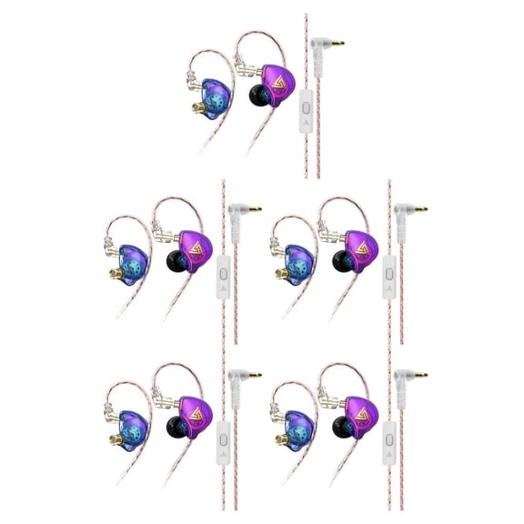 stanreset AK6 PLUS Earbuds Wired Cellphone Earphone Dynamic Detachable Cable Portable Hands-free Music Sound Headset Colorful with Mic 5Set