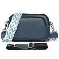 Pochette pour Téléphone Portable pour Femmes en Cuir Véritable, Sac Décontracté avec 2 Sangles (Bleu)