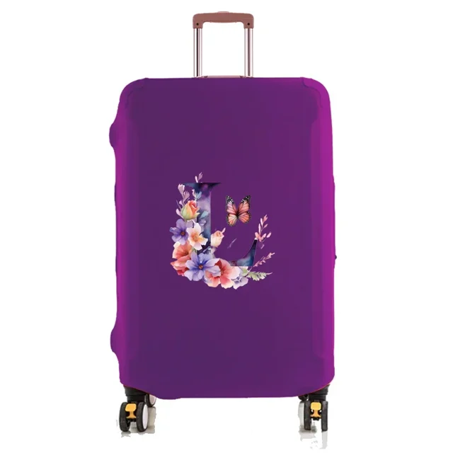 Travel Luggage Cover Baggage Suitcase Protector Washable Reusable Dustproof Scratch-proof Suitcase Cover Butterfly Print Pattern 8butterfly letter L S
