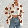 thumbnail image 4 of Kcodviy Cozy Oversized Fleece Heart Rain Coats Plus Size Print Zipper Cardigan for Single Breast Trench Coat Fall and Winter Long Coat Wool Sleeve Soft Jacket for Coats Women, 4 of 6