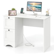 Costway Vintage Computer Desk Home Office Study Table Spacious Workstation with 3 Drawers White