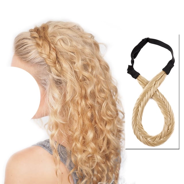 CNKOO Elastic Synthetic Chunky Hair Braid Headbands Classic Plaited Braided Hairpiece