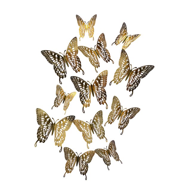 relayinert Decorative Butterflies Wall Stickers - Beautiful Addition To Home Multiple LK12 Gold 1Set