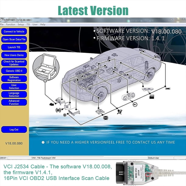 MINI VCI J2534 OBD2 Car Diagnostic Cable OBD2 Firmware V1.4.1 16