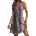 thumbnail image 1 of Ovzne Robes pour Femmes 2025 Robe pour Femme Robe d'Été Décontractée pour Femmes Mode Imprimée Poche Sans Manches Robe à Col en V Robe de Vacances Imprimée Liquidation, 1 of 5