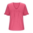 thumbnail image 4 of Chbgutlmr Womens Shirts Plus Size V Neck Ruffle Short Sleeve Ruched Blouse Loose Comfy Summer Casual Tops, 4 of 7