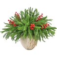 thumbnail image 1 of letesult 13 Pcs Branches de Pin Artificielles Normandes avec 5 Pcs Tiges de Baies Rouges, 18 Pouces Toucher Réel Noël Fausses Fausses Verdure Tiges de Pin à Feuilles Persistantes pour Vases Bricolage Guirlande Table Décoration Maison Noël, 1 of 7