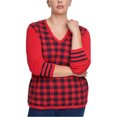 thumbnail image 1 of Tommy Hilfiger Womens Buffalo Check Pullover Sweater, Red, 0X, 1 of 5