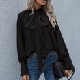 thumbnail image 4 of Timegard T Shirts for Women Ruffle Long Sleeve Crew Neck Tops Soft Solid Color Casual Loose Dressy Blouses, 4 of 5
