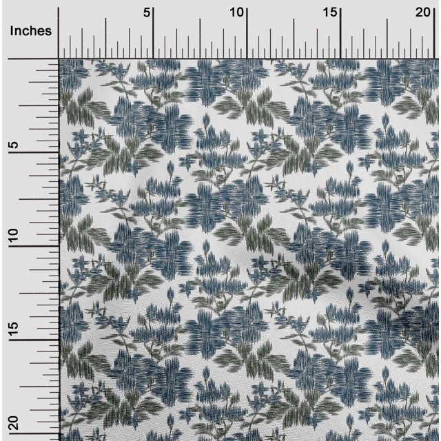 oneOone Georgette Viscose Fabric Leaves & Floral Ikat Decor Fabric Printed BTY 42 Inch Wide