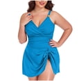 thumbnail image 1 of FRSASU Robe de Bain une Pièce pour Femmes, Contrôle du Ventre, Maillots de Bain, Robe de Bain Jupe, Maillots à Volants, Bleu G(L), 1 of 4