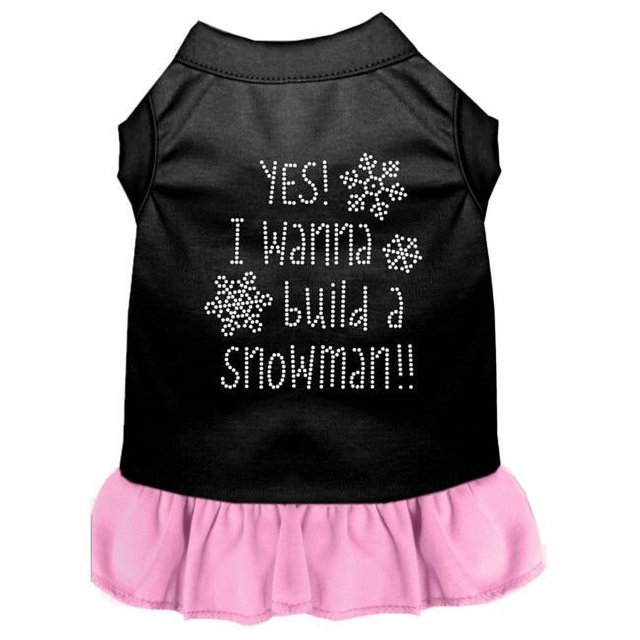 Yes! I Want To Build A Snowman Rhinestone Dog Dress Black With Light Pink Xs (8)