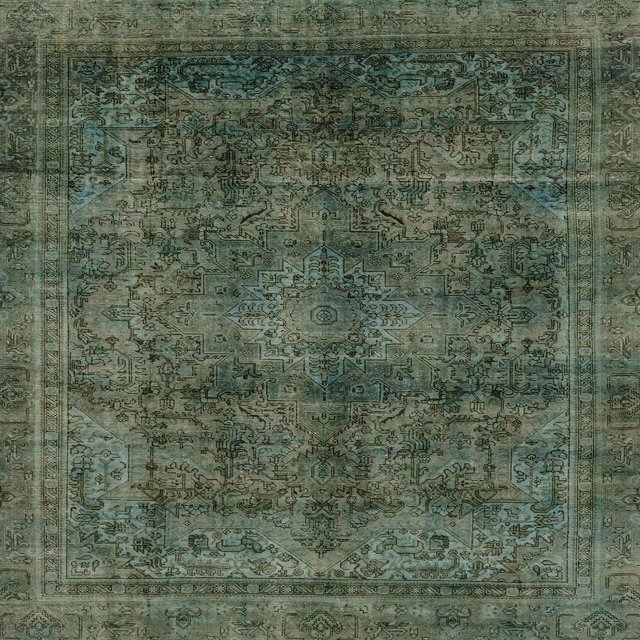 Ahgly Company Indoor Square Abstract Army Green Abstract Area Rugs, 5' Square
