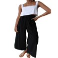 thumbnail image 1 of Pantalon Grand à Volants pour Femme Été Décontracté Ample Taille Haute Pantalon Uni, 1 of 4