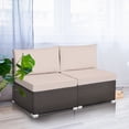 thumbnail image 5 of Patiojoy 2-Piece Outdoor Wicker Rattan Sectional Armless Sofa Chair with Brown Cushions, 5 of 5