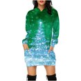 thumbnail image 1 of Jsaierl Robe à Capuche pour Femmes, Imprimé d'Arbre de Noël Doré, Mode Décontractée, Chandail à Enfiler à Manches Longues, Mini-Robe à Capuche avec Poche, Chandails d'Automne pour Femmes, 1 of 4