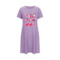 thumbnail image 5 of Jupe de Pyjama Douce pour Femmes Robes de Nuit pour Femmes Robe de Sommeil à Imprimé Cœur Manches Courtes Col Rond Chemise de Nuit Confort Robe de Pyjama Tenue de Nuit T-Shirt Tenue d'Intérieur Robe de Maison Violet TTG, 5 of 5