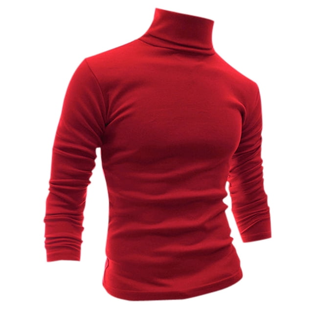 INSPIRE CHIC Chandails pour Hommes, Chandail à Col Roulé, Manches Longues, Extensible, Coupe Ajustée, Hauts 38 Rouge