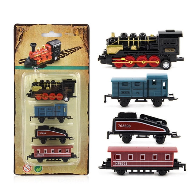 ToyKingdee Jouets de Train Petit Alliage Rétro Simulation Train à Vapeur à Rétrofriction Modèle de Locomotive Moulée sous Pression Cadeau de Fête d'Anniversaire Classe École Récompense Cadeaux