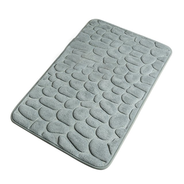 Hi,Fancy Embossed Bath Mat Quick-Drying Solid Color Shower Absorbent Bathroom Rug Large Kitchen Washroom Door Bathmat Kids Safety Gray 50x80cm