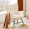 thumbnail image 1 of DUMOS Rocking Chair with Wing Backrest, Teddy Upholstered Indoor Reading Glider Chair with Comfy Seat for Bedroom, Living Room, Office, White, 1 of 5
