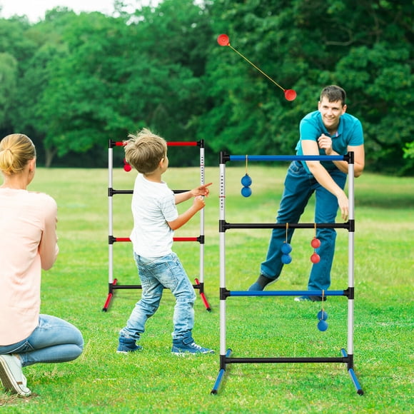 Costway Portable Ladder Ball Toss Game Family Indoor Outdoor Game Sport 12 Balls W/ Bag