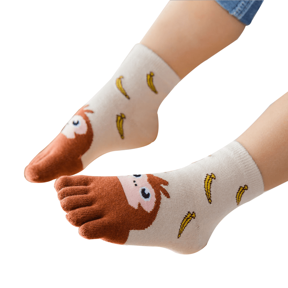 Fortune 1 Pair Kids Five Finger Toe Socks Ankle Socks Baby Cartoon Animal Socks