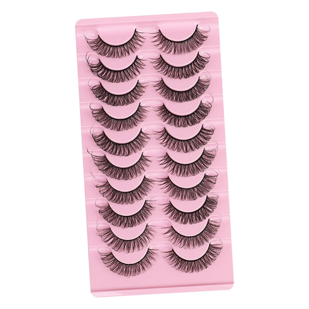 10 Pairs Russian Strip Lashes Curly Handmade   F  19x10.5x1.5CM