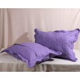 thumbnail image 3 of 2-Piece Embroidered Cotton Quilted Bed Pillow Shams Rustic Solid Color Soft Decorative Pillow Cases Set (Purple,20"x28"), 3 of 5