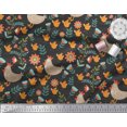 thumbnail image 3 of Soimoi Velvet Fabric Leaves,Cock & Chick Cartoon Print Fabric by The Yard 58 Inch Wide, 3 of 3