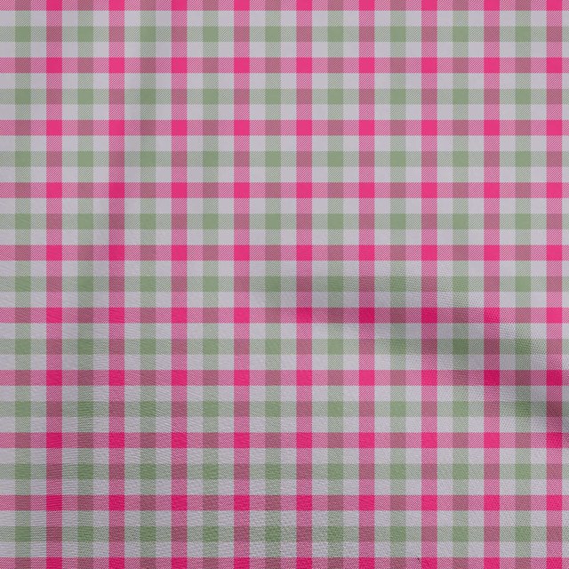 oneOone Cotton Cambric Pink Fabric Check Sewing Craft Projects Fabric Prints By Yard 56 Inch Wide