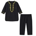 thumbnail image 1 of QUDDERR Baby Toddler Kids Boys Girls Embroidery Crewneck Buttons Long Robe + Trousers Spring Fall Outfit Size 1-7T, 1 of 9